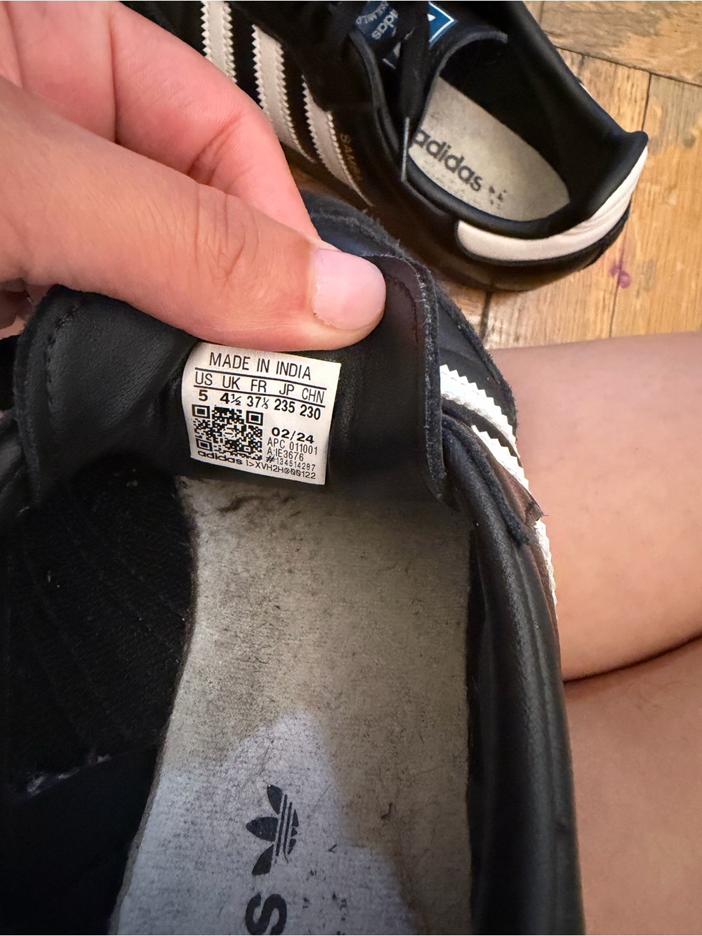 adidas Samba Black and White Leather Sneakers - Picture 3 of 4